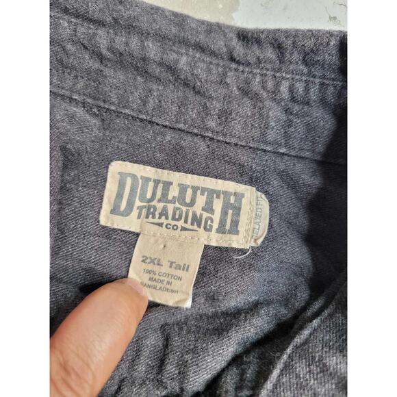 2711 Duluth Trading Co. Gray 100% Cotton Flannel LS Button Down 2XLT - Picture 5 of 5